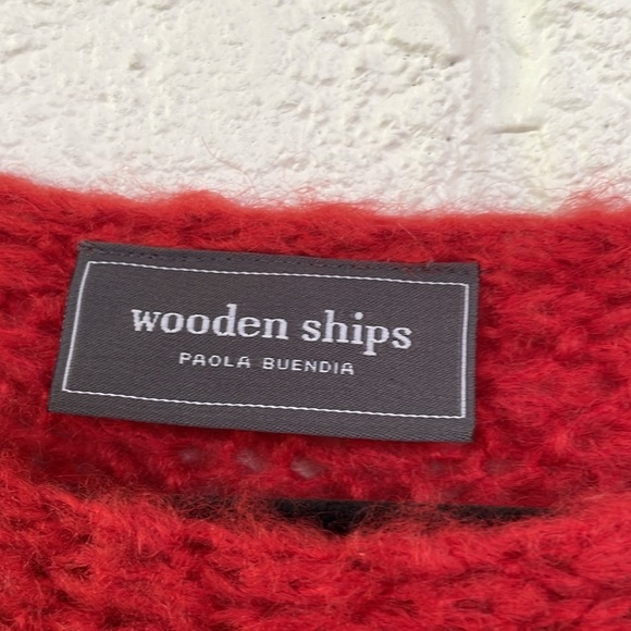 Wooden Ships Red Open Weave Dolman Batwing Sleeve Pullover - Picture 7 of 10